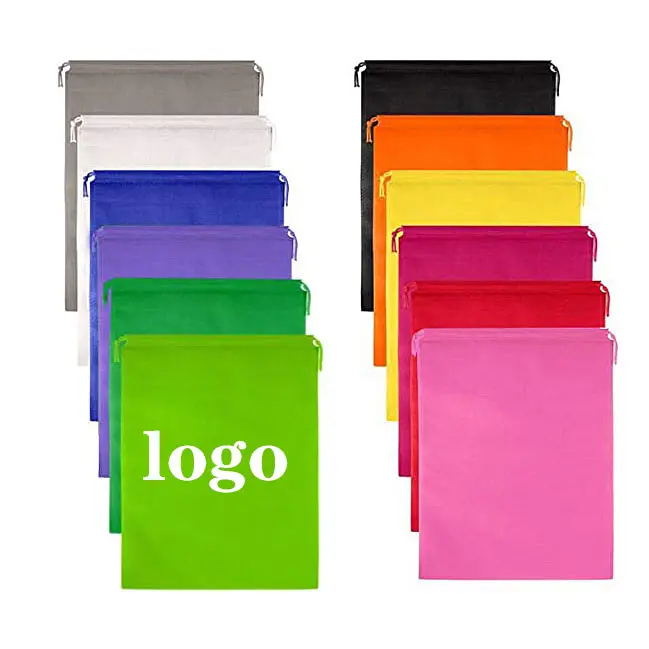 Anpassad logotyp Hållbar reseförpackning Klädskor Herr- och kvinnors dragskor Rainbow Non-Woven Tyg Dust-Profow Bag