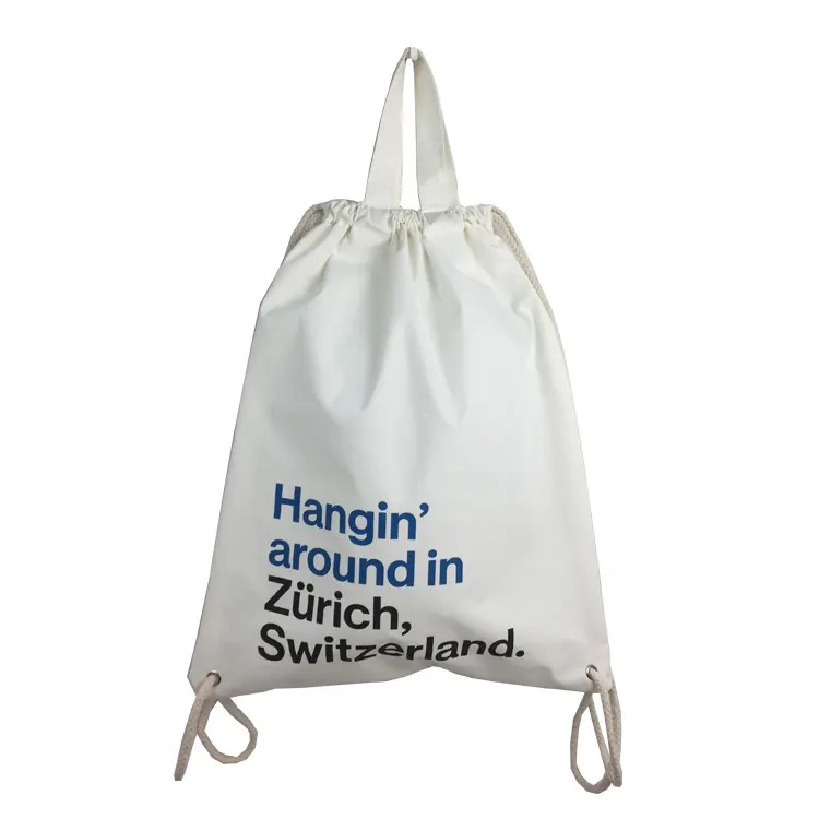 Eco Custom Canvas Cotton Tote Drawstring Pås med tryckning
