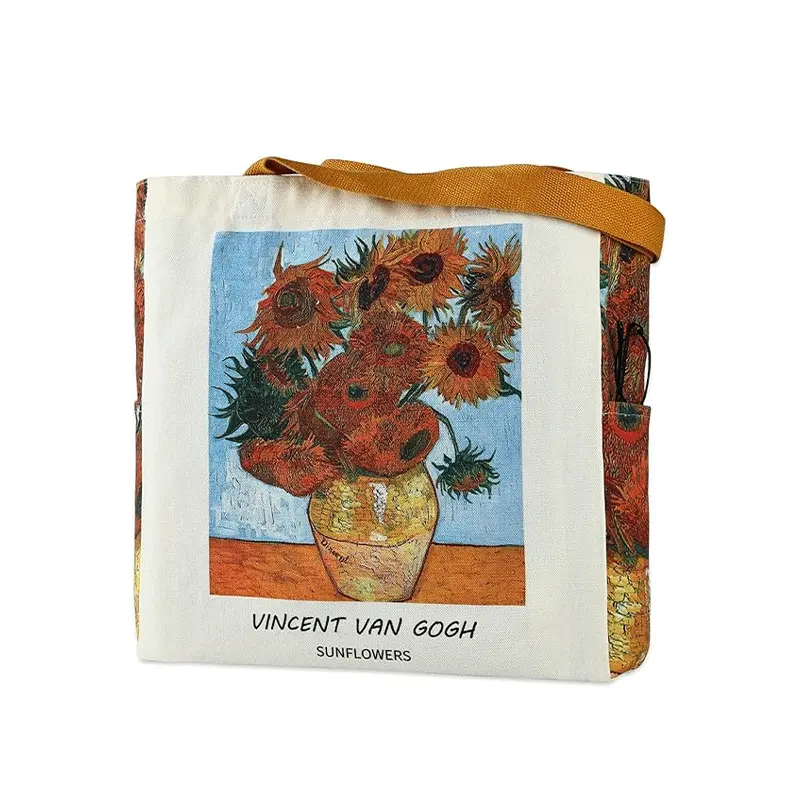 Hot-Selling Custom Printed Logo Handbags Shopping Cotton Fashionable Canvas Väskor Stora duk crossbody väskor med handtag