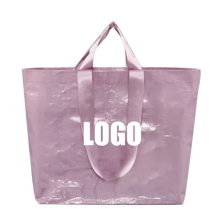Återvinningsbara och hållbara anpassade logotyplaminerade polyetylenpolypropenvävda shoppingväskor och handväskor