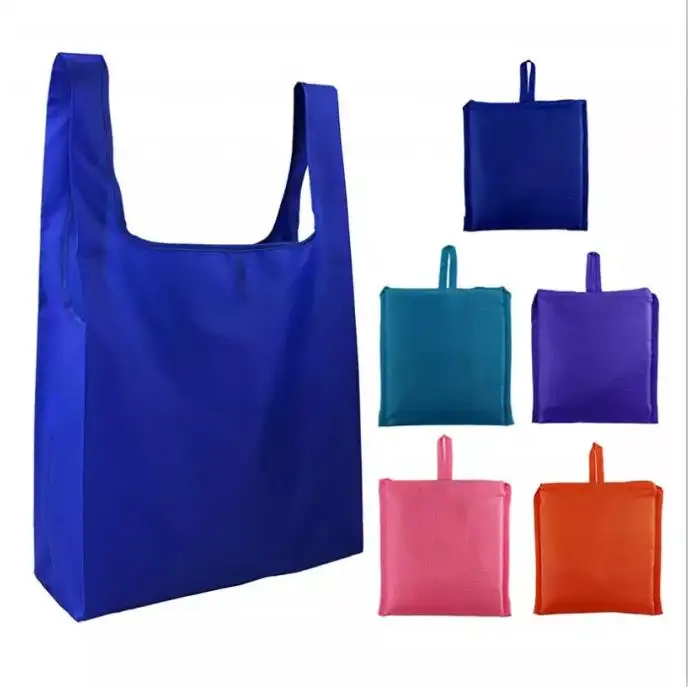 Återanvändbar återvunnen grs rpet polyester fällbara mat shoppingväskor